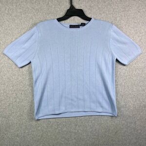 Blue Stretch Short Sleeve Top Sz XL Knit Pullover Tee Casual Everyday Laura Scot